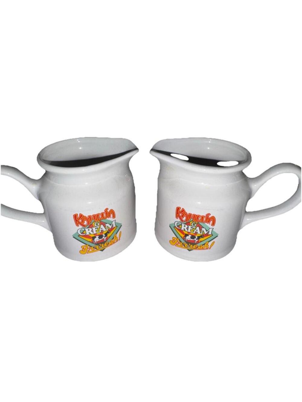 Vintage Kahlua and Cream Ceramic Mini Milk Pitcher Creamer Set of 2 Cow Graphic